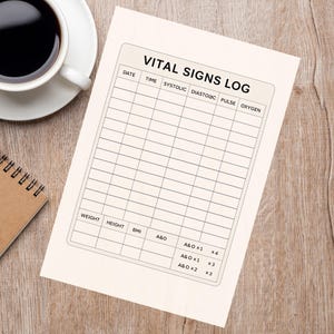 印刷可能なバイタルログ | 患者のバイタルトラッカー | 看護記録シート