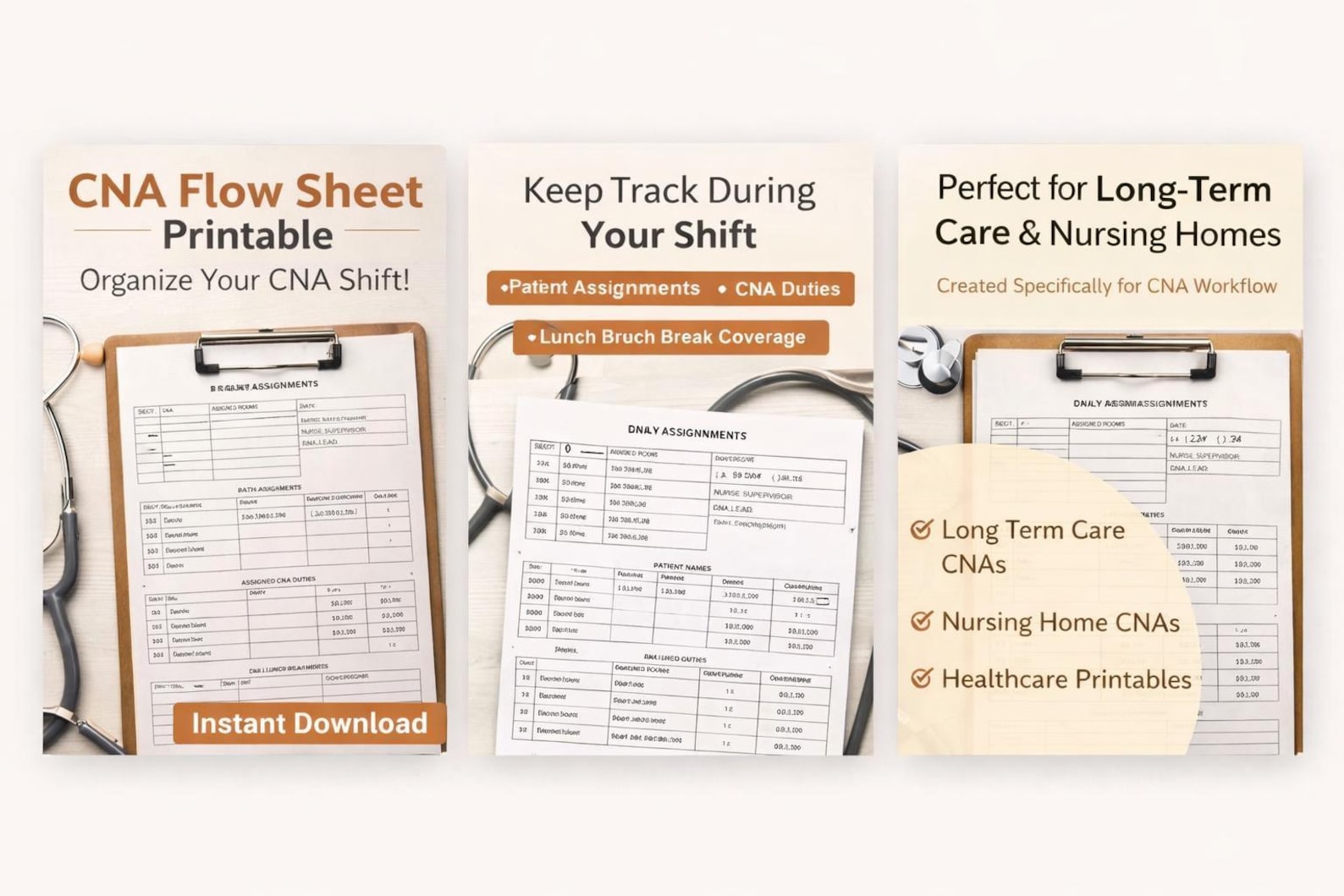 CNA Flow Sheet Printable I Nurse Daily Assignment Sheet I Nurse Report ...