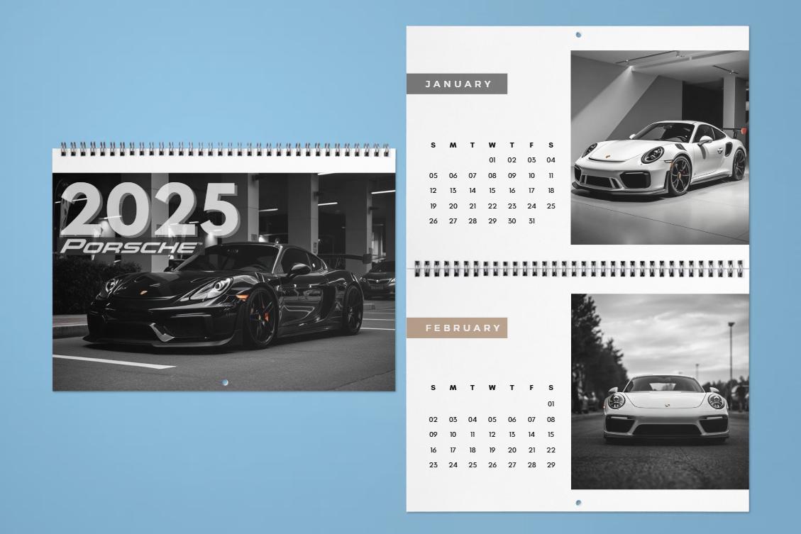 2025 Trendy Porsche Wall Calendar, Perfect as A Christmas or New Year