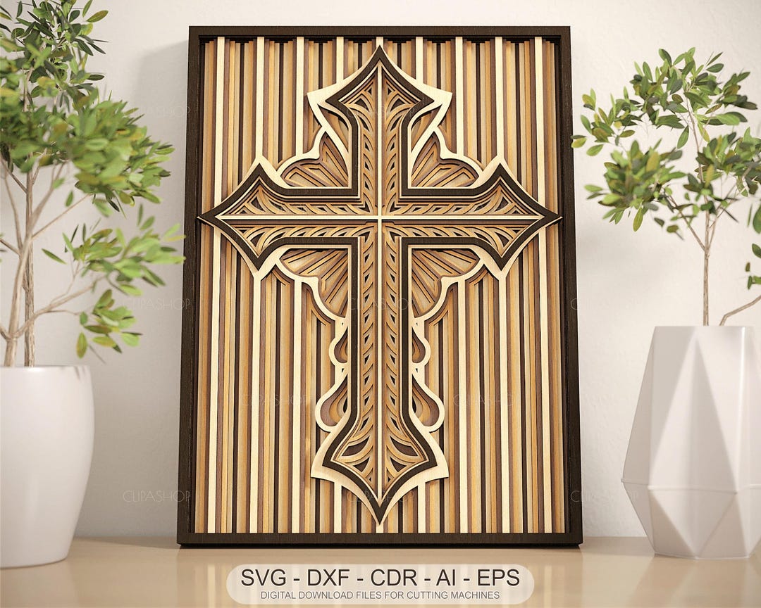 Multilayer Cross File for Laser Cutting Layered Cross SVG DXF 3D Layer ...