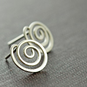 Swirl Post Earrings Sterling Silver, Modern Stud Earrings, aubepine