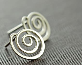 Swirl Post Earrings Sterling Silver, Modern Stud Earrings, aubepine