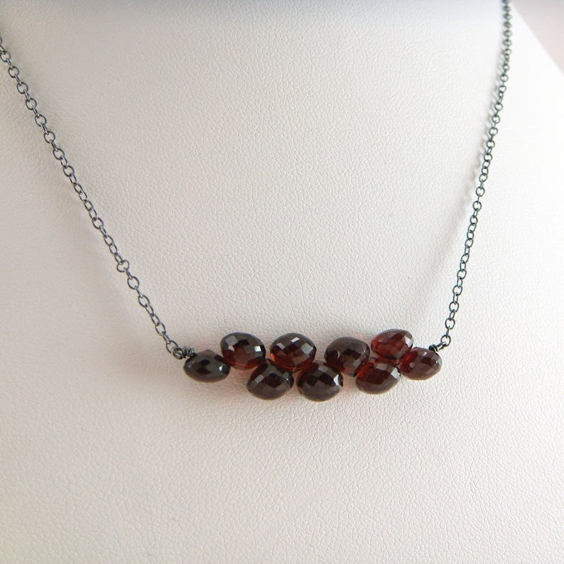 Garnet Jewelry, January Birthstone Necklace Sterling Silver, Red Gemstone Necklace, Winter Fashion, aubepine image 5