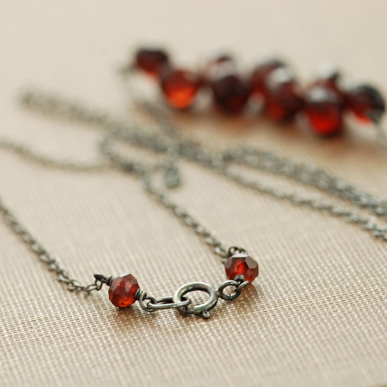 Garnet Jewelry, January Birthstone Necklace Sterling Silver, Red Gemstone Necklace, Winter Fashion, aubepine image 2