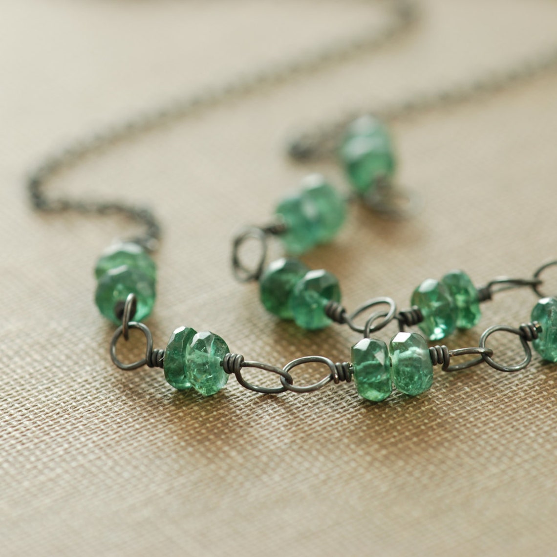 Green Blue Gemstone Necklace Sterling Silver Handmade - Etsy
