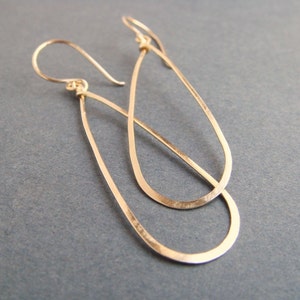 Gold Teardrop Earrings, 14k Gold Fill Hoop Earrings, Handmade Earrings, Metal Jewelry image 3