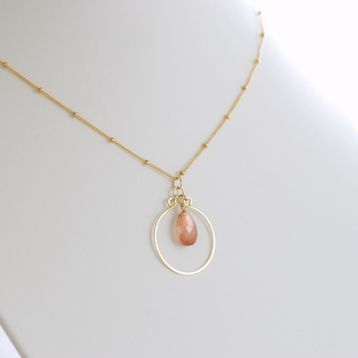 Oregon Sunstone Necklace in 14k Gold Fill Delicate Peach Etsy