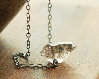 Herkimer Diamond Sterling Silver Necklace, April Birthstone Modern Jewelry, Faceted Gemstone Necklace