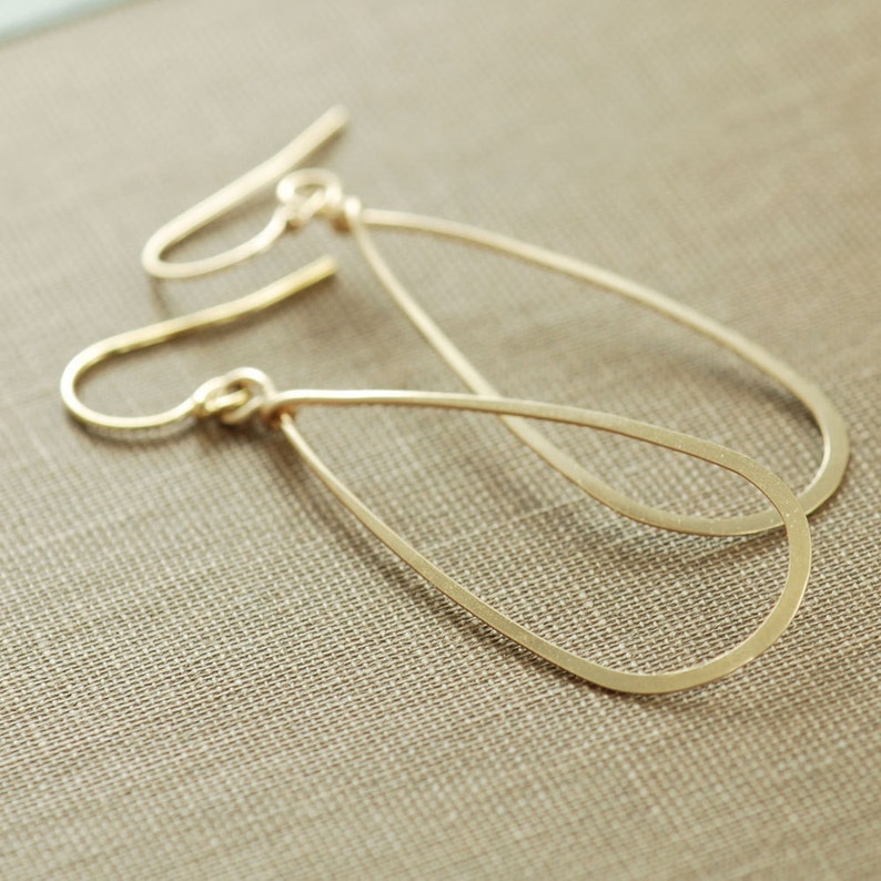 Gold Teardrop Earrings, 14k Gold Fill Hoop Earrings, Handmade Earrings, Metal Jewelry image 4