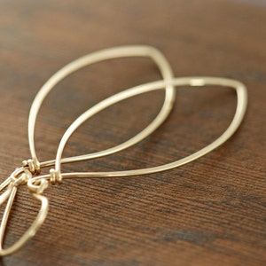 Leaf Earrings 14k Gold Fill, Handmade Metal Hoop Earrings, Autumn Jewelry, aubepine