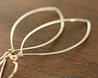 Pendientes de hoja rellenos de oro de 14 k, aros de metal hechos a mano, joyas de otoño, aubepine