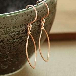 Rose Gold Leaf Earrings, 14k Gold Fill Leaves, Modern Minimal Metal Jewelry, Holiday Earrings image 5