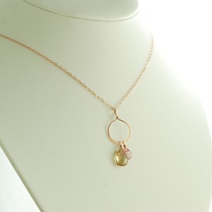 Champagne Topaz Rose Gold Necklace, 14k Gold Gemstone Pendant, Birthstone Jewelry image 5