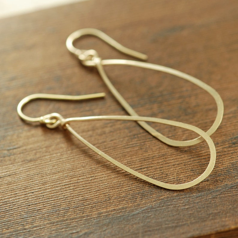 Gold Teardrop Earrings, 14k Gold Fill Hoop Earrings, Handmade Earrings, Metal Jewelry image 1