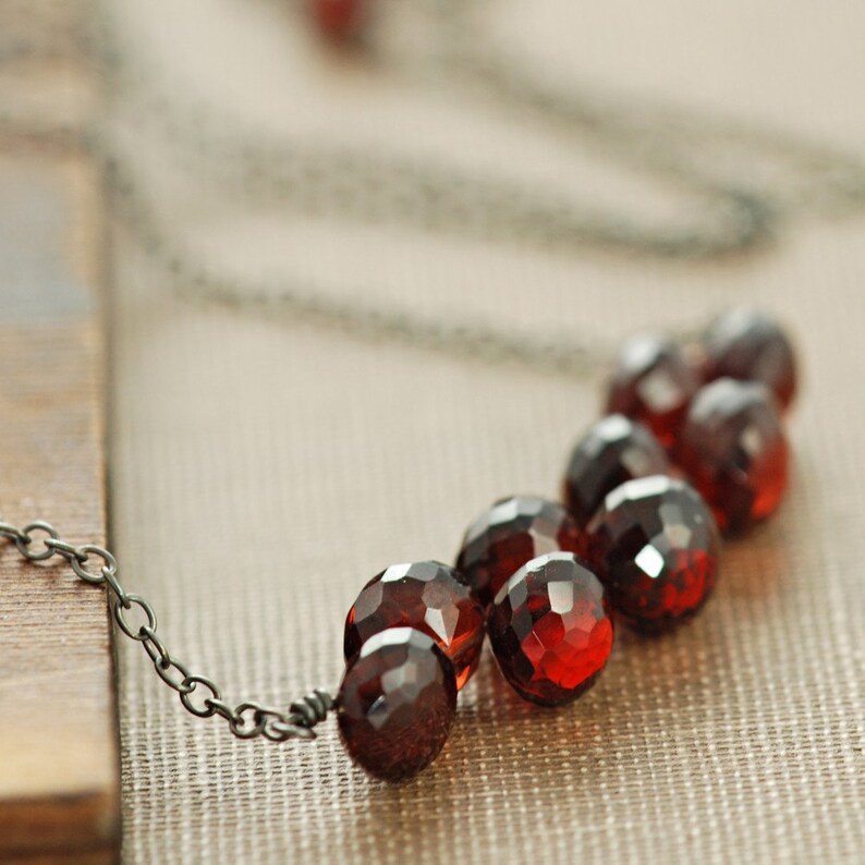 Garnet Jewelry, January Birthstone Necklace Sterling Silver, Red Gemstone Necklace, Winter Fashion, aubepine image 3