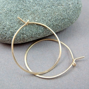 Gold Hoop Earrings, 14k Gold Fill, Handmade Jewelry, 1 Inch Hoops image 5