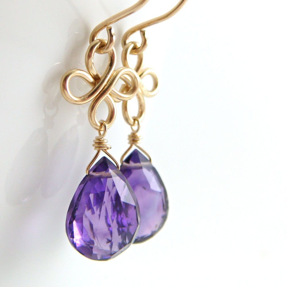 Amethyst Chandelier Earrings 14k Gold Fill February Etsy