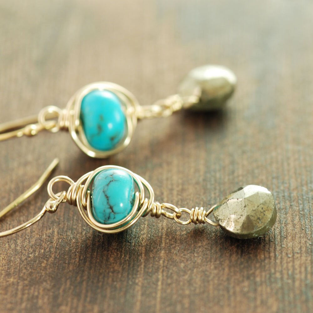 Maya Sterling Silver Pyrite Dangle Earrings main image 0