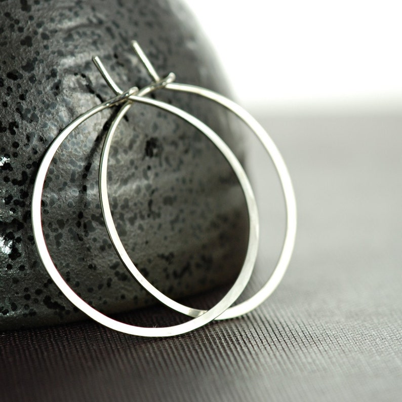 Sterling Silver Hoop Earrings, 1 Inch Hoop Earrings, Handmade Jewelry image 1