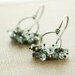 Holiday SALE  Sterling Silver Cluster Earrings, Teal Gray Gemstone Hoop Earrings, March Birthstone Jewelry, Aquamarine Pyrite, aubepine 