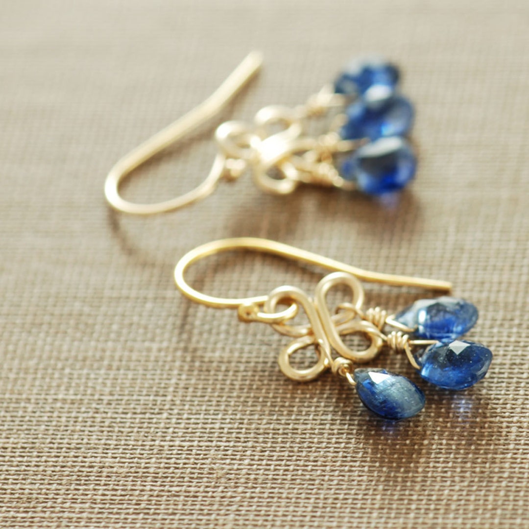 September Birthday Sapphire Blue Gemstone Chandelier Earrings - Etsy