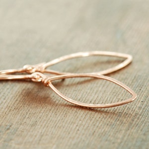 Rose Gold Leaf Earrings, 14k Gold Fill Leaves, Modern Minimal Metal Jewelry, Holiday Earrings image 2