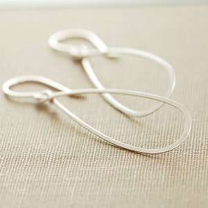 Sterling Silver Teardrop Earrings, Metal Hoop Earrings, Handmade Earrings, aubepine image 1