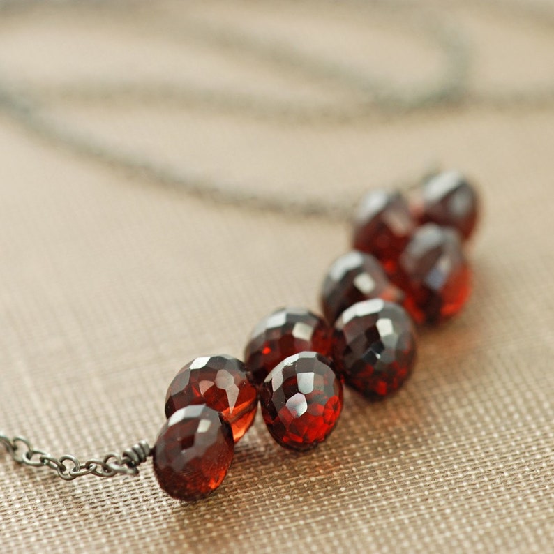 Garnet Jewelry, January Birthstone Necklace Sterling Silver, Red Gemstone Necklace, Winter Fashion, aubepine image 1