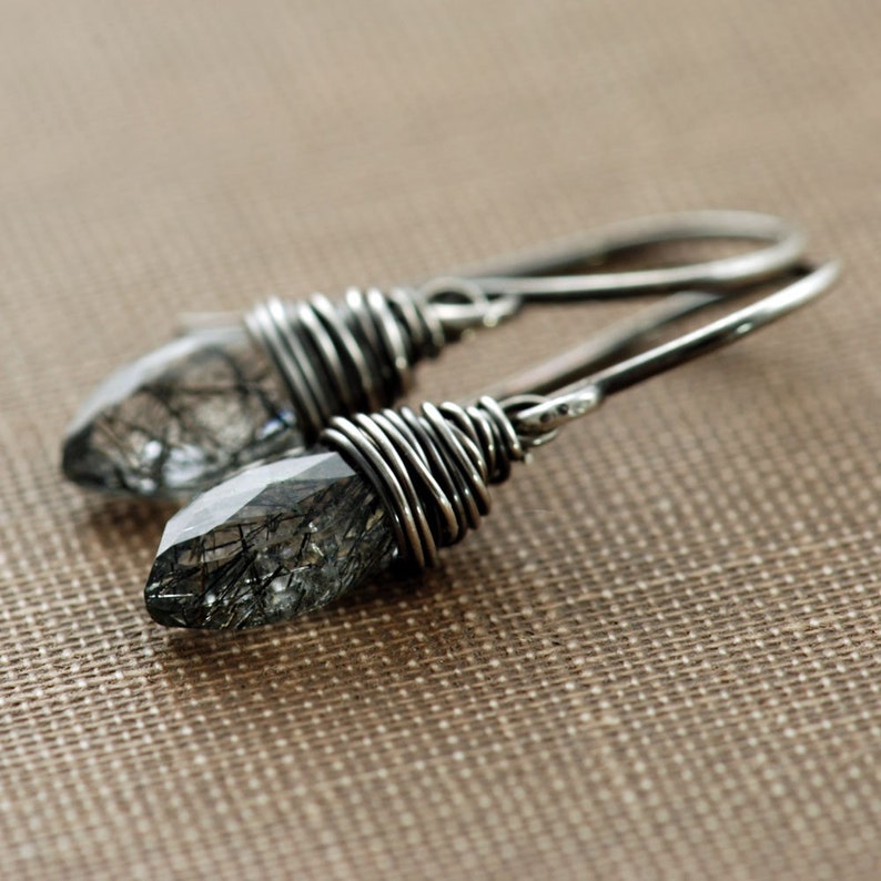 •STRAY• rutilated quartz petal + silver earrings