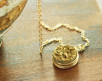 Gold Druzy Wrapped Gold Pendant Necklace, Drusy Jewelry