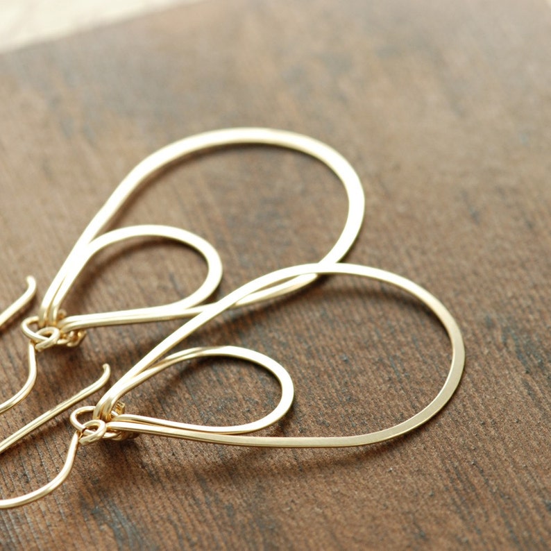 Hoop Earrings 14k Gold Fill, Layered Teardrops, Metal, aubepine image 5