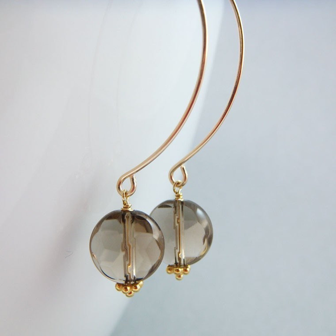 Mocha Brown Gemstone Earrings Gold Dangle Earrings Smoky | Etsy