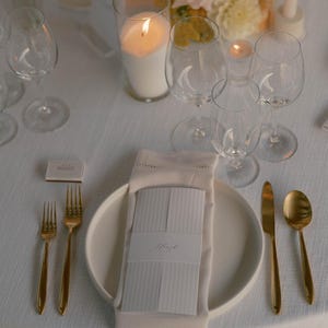 Elegante gestreepte opvouwbare menukaarten en naamkaartjes