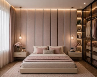 Custom Upholstered Wall Panels – Soft Padded Headboard, Any Size Design