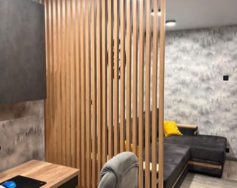 Wooden Interior Partition | Wooden Slat Partition | Decorative Wooden Partition | Wooden Room Divider