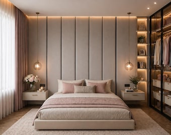 Custom Upholstered Wall Panels – Soft Padded Headboard, Any Size Design