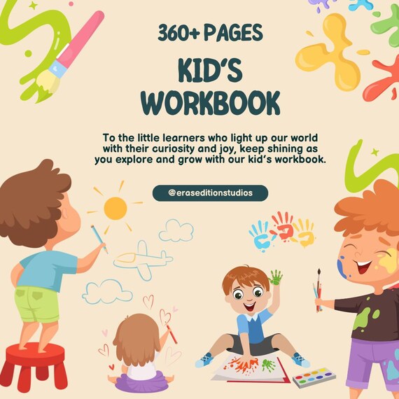 360+ Pages Kids Workbook: Homeschool Planner & Activities | Busy Moms Quiet Time Tool (PLR/MRR)
