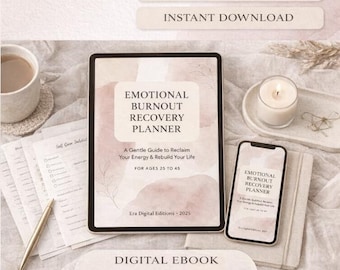 Burnout Recovery Planner | Stress Relief Workbook (Digital Download)