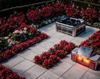 Garden Landscape Design Plan - 56 SQM - Shrubs, Flowers, Paving, Gravel