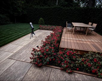 Landscape Garden Design - 30 SQM - Shrubs, Timber Edging, Pavers, Decking