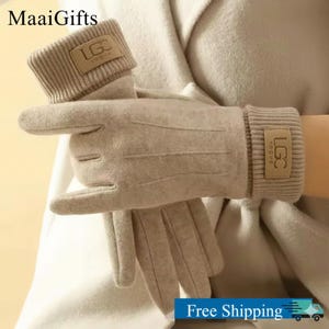 Winterhandschoenen kasjmier dames: warme wanten met touchscreen, dikke wollen fietshandschoenen voor buiten, bescherming tegen koud weer