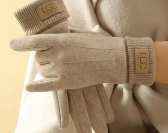 Guanti invernali in cashmere da donna – Guanti caldi a dita intere con touch screen, guanti da ciclismo in lana spessa per esterni, protezione dal freddo