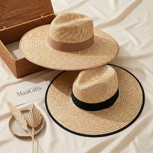 Handmade Wide Brim Straw Sun Hat for Women - Summer Beach Panama image 4