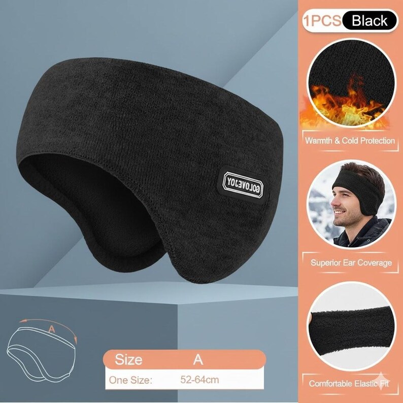 Pu&ograve; includere: Scalda orecchie nero con etichetta rettangolare bianca. Progettato per calore e protezione dal freddo. Taglia unica per circonferenze della testa di 52-64 cm. Realizzato in materiale elastico confortevole.