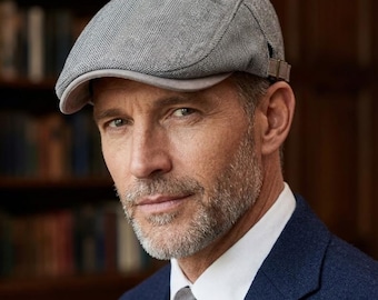 Men's Herringbone Newsboy Cap: Vintage Flat Baker Boy Hat