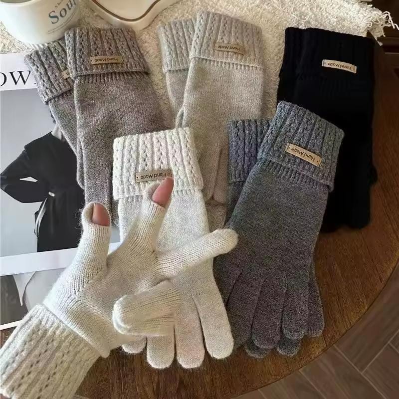 Guanti Invernali Donna Morbidi In Misto Lana E Angora Con Motivo Stelle - Taglia Unica, Caldi E Confortevoli