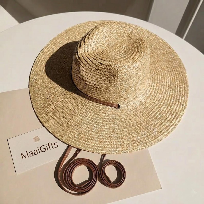 Handmade Wide Brim Straw Sun Hat for Women - Summer Beach Panama like picture