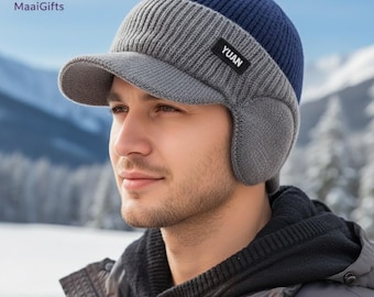 Cappellino da baseball in maglia bicolore: cappello da papà alla moda con paraorecchie