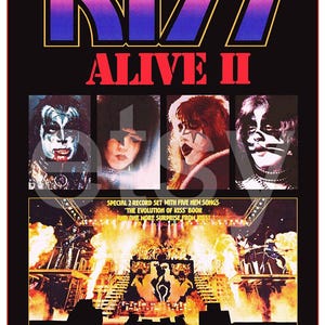 KISS Band ALIVE II Album 24 x 36 Inch White Border Custom Poster