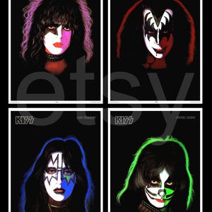 KISS Set 4 24 x 36 Solo Album Posters Paul Stanley Gene Simmons Ace Frehley Peter Criss Matching Names Print  Information On Poster Bottom